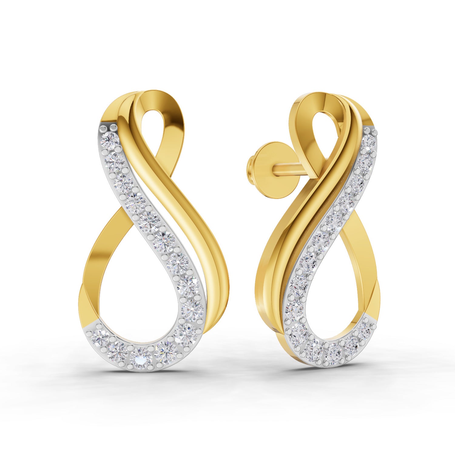 Lab Grown Diamond Earrings 0.61 Carat IGI Certified Round Shape 925 Sterling Silver Gold Plated Infinity Earrings