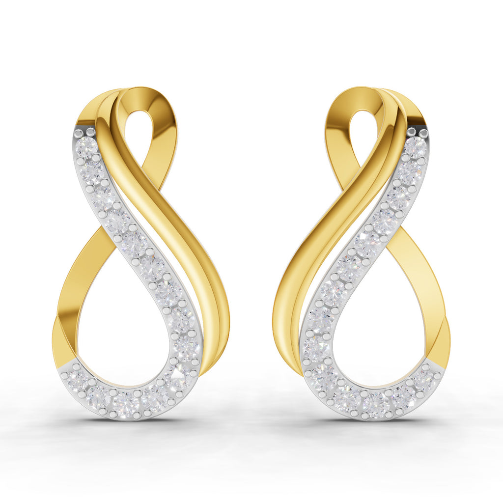 Lab Grown Diamond Earrings 0.61 Carat IGI Certified Round Shape 925 Sterling Silver Gold Plated Infinity Earrings