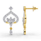 Lab Grown Diamond Earrings 0.76 Carat IGI Certified Round Shape F-G VS Quality| 925 Sterling Silver Gold Plated Diamond Lotus Bloom Earrings