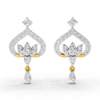 Lab Grown Diamond Earrings 0.76 Carat IGI Certified Round Shape F-G VS Quality| 925 Sterling Silver Gold Plated Diamond Lotus Bloom Earrings