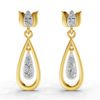 Lab Grown Diamond Earrings 0.46 Carat IGI Certified Round Shape F-G VS | 925 Sterling Silver Yellow Gold Plated Lotus Earrings