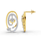 Lab Grown Diamond Earrings 0.76 Carat IGI Certified Round Shape F-G VS Quality| 925 Sterling Silver Gold Plated Woven Diamond Oval Earrings
