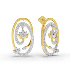 Lab Grown Diamond Earrings 0.76 Carat IGI Certified Round Shape F-G VS Quality| 925 Sterling Silver Gold Plated Woven Diamond Oval Earrings