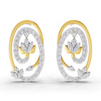 Lab Grown Diamond Earrings 0.76 Carat IGI Certified Round Shape F-G VS Quality| 925 Sterling Silver Gold Plated Woven Diamond Oval Earrings