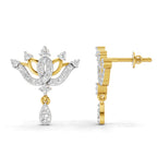 Lab Grown Diamond Earrings 0.67 Carat IGI Certified Round Shape F-G VS Quality| 925 Sterling Silver Gold Plated Diamond Crown Drops Earrings