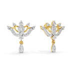 Lab Grown Diamond Earrings 0.67 Carat IGI Certified Round Shape F-G VS Quality| 925 Sterling Silver Gold Plated Diamond Crown Drops Earrings