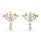 Lab Grown Diamond Earrings 0.67 Carat IGI Certified Round Shape F-G VS Quality| 925 Sterling Silver Gold Plated Diamond Crown Drops Earrings