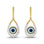 Lab Grown Diamond Earrings 0.69 Carat IGI Certified Round Shape F-G VS | 925 Sterling Silver Yellow Gold Plated Evil Eye Earrings