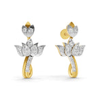 Lab Grown Diamond Earrings 0.56 Carat IGI Certified Round Shape 925 Sterling Silver Gold Plated Lotus Stud Earrings