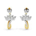 Lab Grown Diamond Earrings 0.56 Carat IGI Certified Round Shape 925 Sterling Silver Gold Plated Lotus Stud Earrings