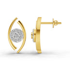 Lab Grown Diamond Earrings 0.36 Carat IGI Certified Round Shape F-G VS | 925 Sterling Silver Yellow Gold Plated Evil Eye Earrings