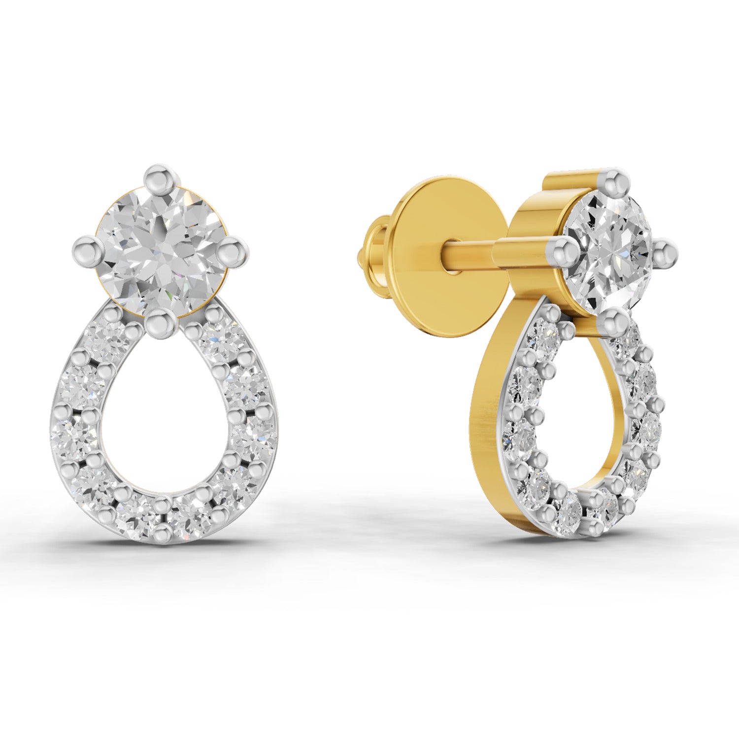 Lab Grown Diamond Earrings 0.65 Carat IGI Certified Round Shape F-G VS | 925 Sterling Silver Yellow Gold Plated Fashion Earrings