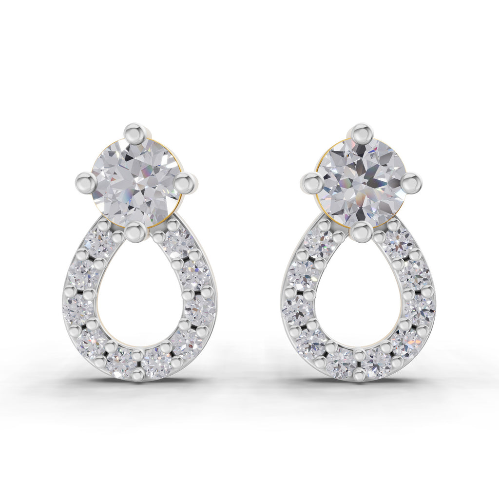 Lab Grown Diamond Earrings 0.65 Carat IGI Certified Round Shape F-G VS | 925 Sterling Silver Yellow Gold Plated Fashion Earrings