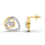 Lab Grown Diamond Earrings 1.19 Carat IGI Certified Round Shape F-G VS Quality| 925 Sterling Silver Gold Plated Diamond Triangle Earrings