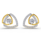Lab Grown Diamond Earrings 1.19 Carat IGI Certified Round Shape F-G VS Quality| 925 Sterling Silver Gold Plated Diamond Triangle Earrings