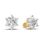 Lab Grown Diamond Earrings 3 Carat IGI Certified Round Shape F-G VS Quality| 925 Sterling Silver Gold Plated Diamond Six Prong Solitaire Earrings