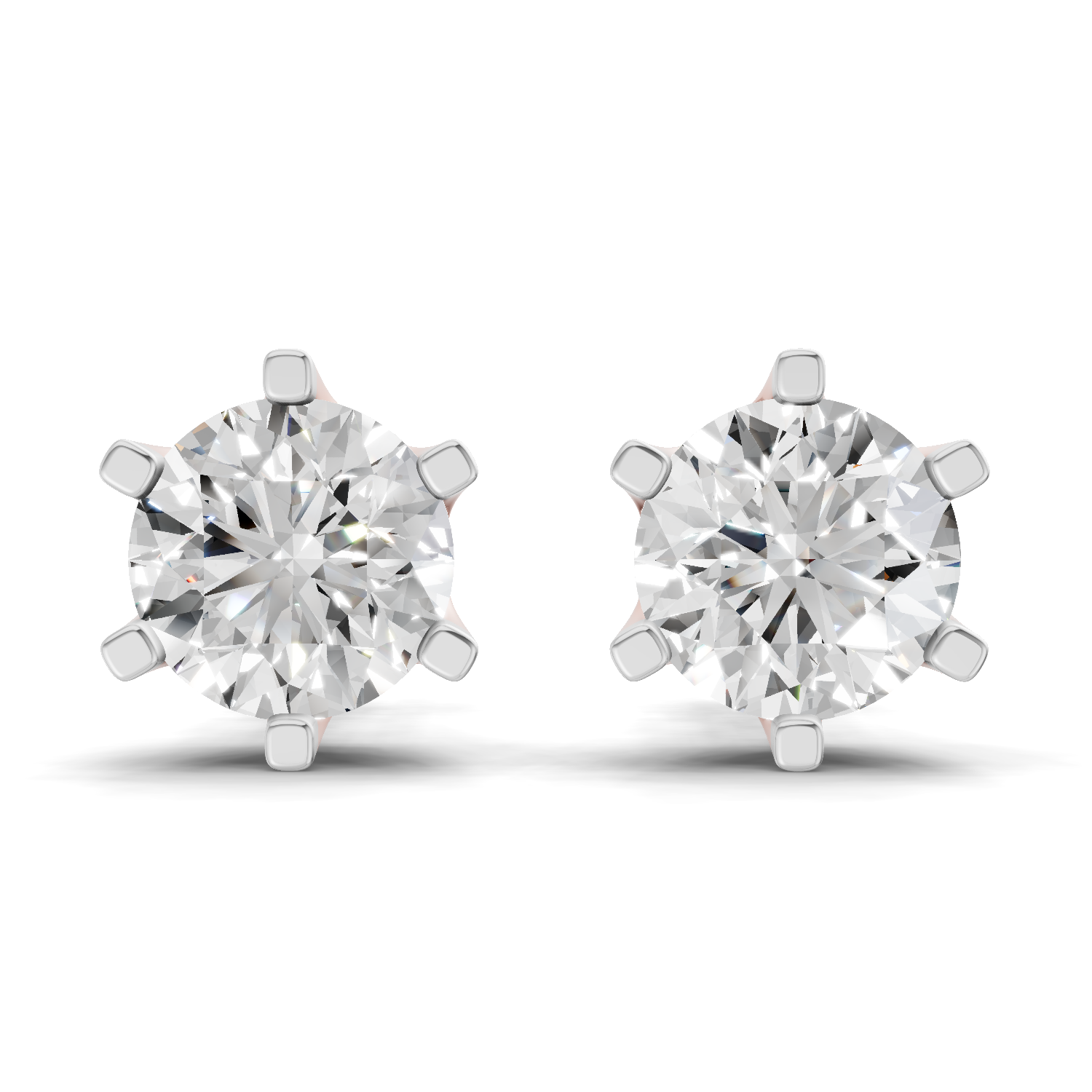 Lab Grown Diamond Earrings 3 Carat IGI Certified Round Shape F-G VS Quality| 925 Sterling Silver Gold Plated Diamond Six Prong Solitaire Earrings