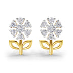 Lab Grown Diamond Earrings 0.39 Carat IGI Certified Round Shape F-G VS Quality| 925 Sterling Silver Gold Plated Floral Diamond Cluster Stud Earrings