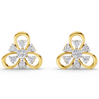 Lab Grown Diamond Earrings 0.39 Carat IGI Certified Round Shape F-G VS Quality| 925 Sterling Silver Gold Plated Diamond Flower Stud Earrings