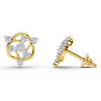 Lab Grown Diamond Earrings 0.39 Carat IGI Certified Round Shape F-G VS Quality| 925 Sterling Silver Gold Plated Intertwined Diamond Cluster Earrings