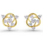 Lab Grown Diamond Earrings 0.39 Carat IGI Certified Round Shape F-G VS Quality| 925 Sterling Silver Gold Plated Intertwined Diamond Cluster Earrings