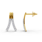 Lab Grown Diamond Earrings 0.36 Carat IGI Certified Round Shape F-G VS Quality| 925 Sterling Silver Gold Plated V-Line Diamond Stud Earrings