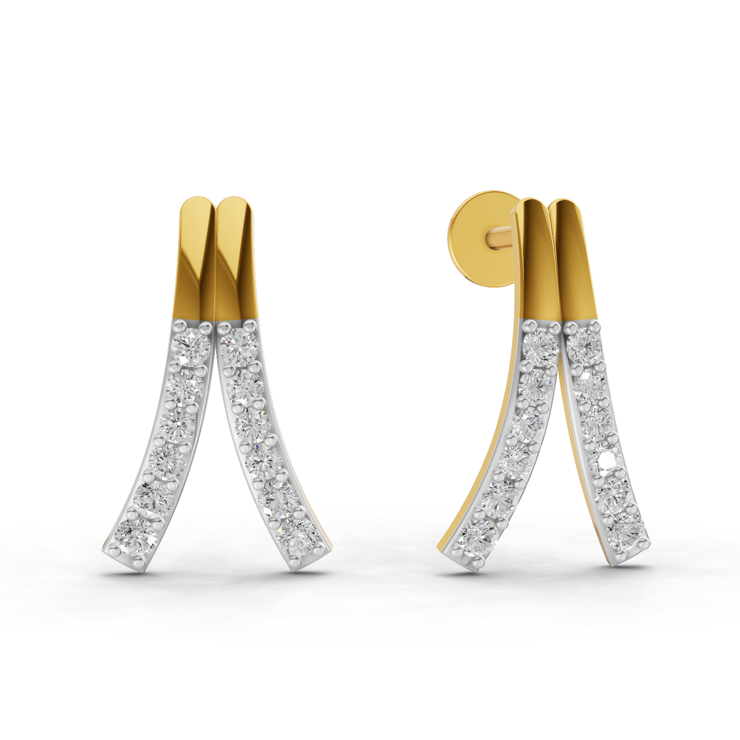 Lab Grown Diamond Earrings 0.36 Carat IGI Certified Round Shape F-G VS Quality| 925 Sterling Silver Gold Plated V-Line Diamond Stud Earrings