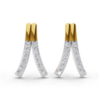Lab Grown Diamond Earrings 0.36 Carat IGI Certified Round Shape F-G VS Quality| 925 Sterling Silver Gold Plated V-Line Diamond Stud Earrings