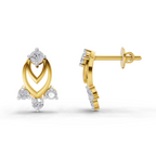 Lab Grown Diamond Earrings 0.37 Carat IGI Certified Round Shape 925 Sterling Silver Petals of Gold Plated Stud Earrings