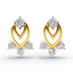 Lab Grown Diamond Earrings 0.37 Carat IGI Certified Round Shape 925 Sterling Silver Petals of Gold Plated Stud Earrings