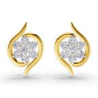 Lab Grown Diamond Earrings 0.42 Carat IGI Certified Round Shape F-G VS Quality| 925 Sterling Silver Gold Plated Swirl Diamond Cluster Earrings