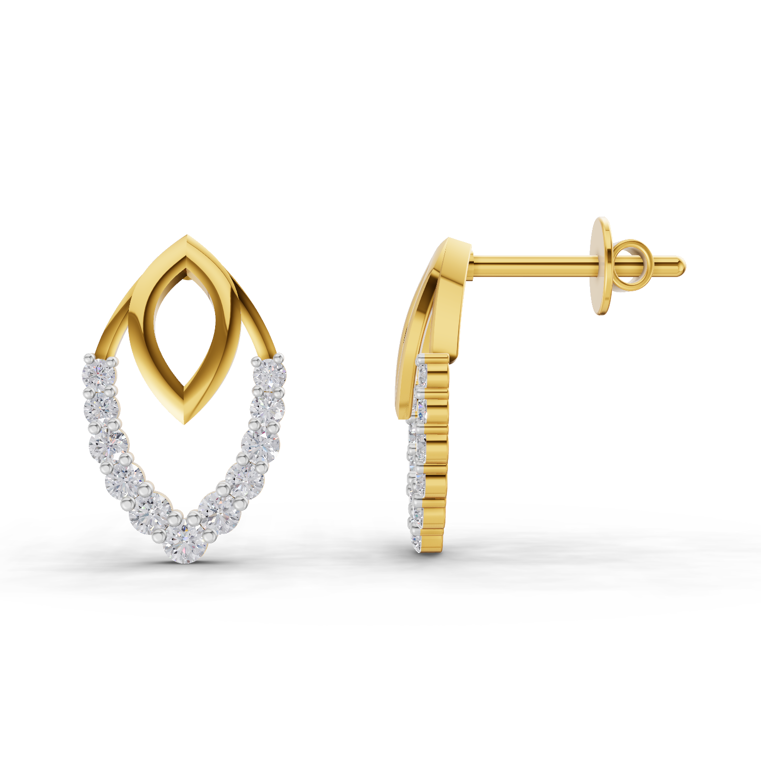 Lab Grown Diamond Earrings 0.35 Carat IGI Certified Round Shape 925 Sterling Silver Gold Plated Infinity Bloom Stud Earrings