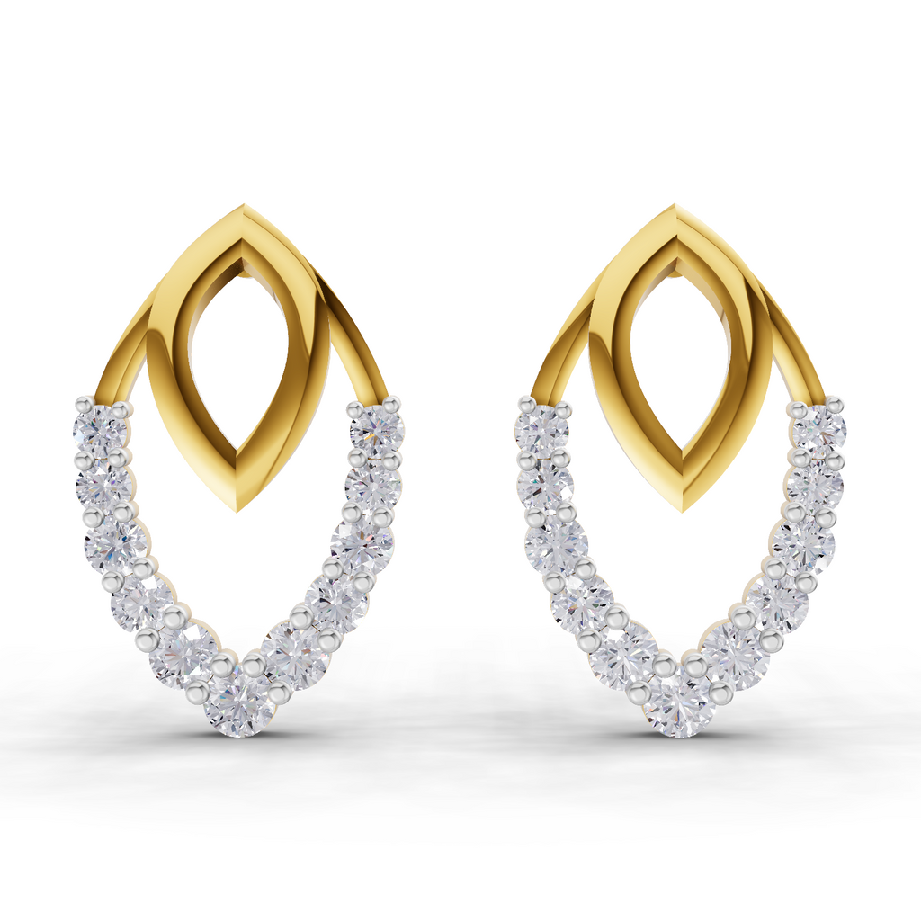 Lab Grown Diamond Earrings 0.35 Carat IGI Certified Round Shape 925 Sterling Silver Gold Plated Infinity Bloom Stud Earrings