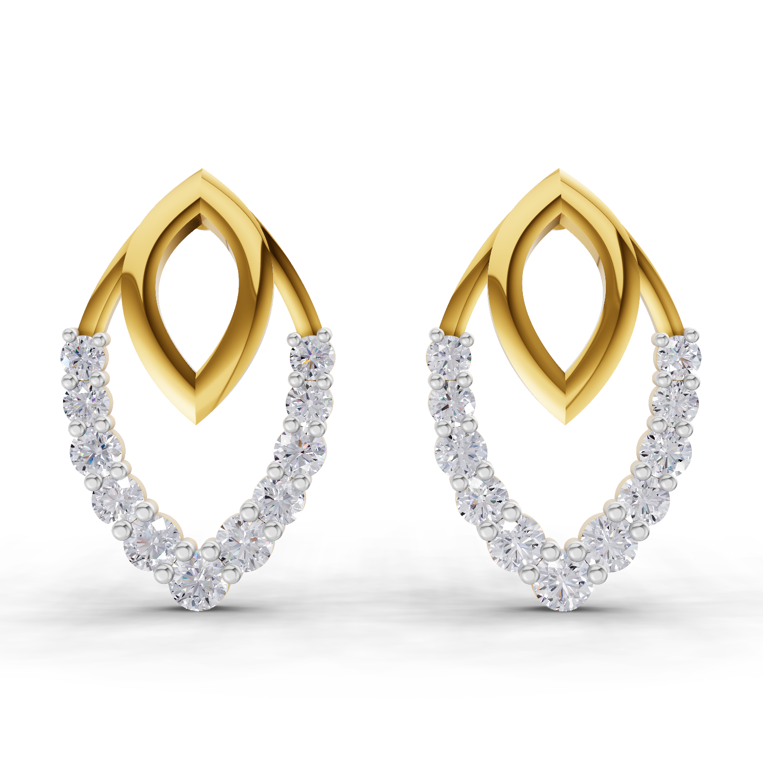 Lab Grown Diamond Earrings 0.35 Carat IGI Certified Round Shape 925 Sterling Silver Gold Plated Infinity Bloom Stud Earrings