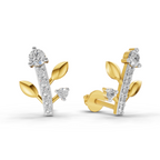 Lab Grown Diamond Earrings 0.41 Carat IGI Certified Round Shape F-G VS Quality| 925 Sterling Silver Gold Plated Diamond Vine Stud Earrings