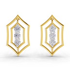 Lab Grown Diamond Earrings 0.35 Carat IGI Certified Round Shape F-G VS Quality| 925 Sterling Silver Gold Plated Three-Stone Diamond Stud Earrings