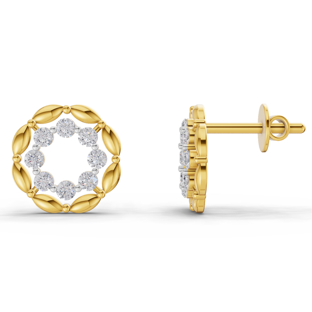 Lab Grown Diamond Earrings 0.34 Carat IGI Certified Round Shape 925 Sterling Silver Gold Plated Eternal Circle Earrings