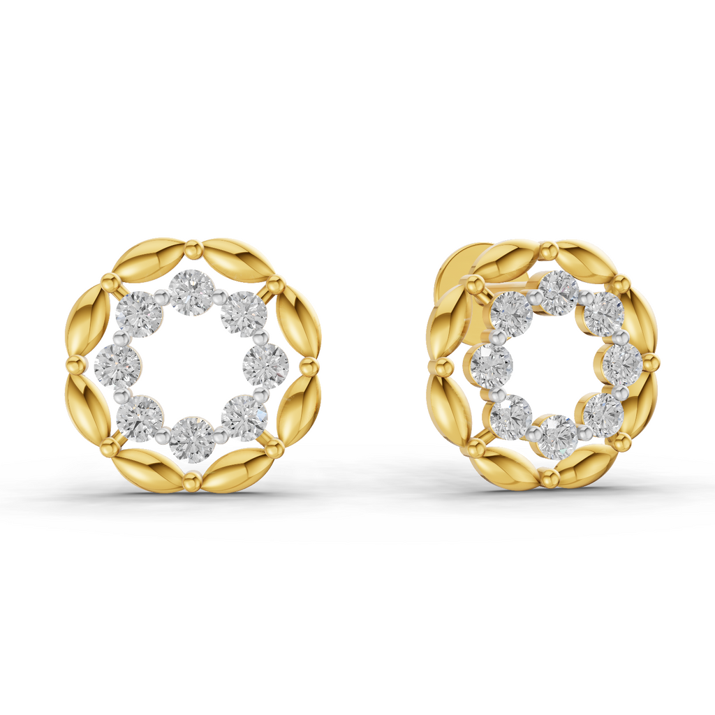 Lab Grown Diamond Earrings 0.34 Carat IGI Certified Round Shape 925 Sterling Silver Gold Plated Eternal Circle Earrings