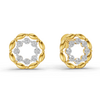 Lab Grown Diamond Earrings 0.34 Carat IGI Certified Round Shape 925 Sterling Silver Gold Plated Eternal Circle Earrings