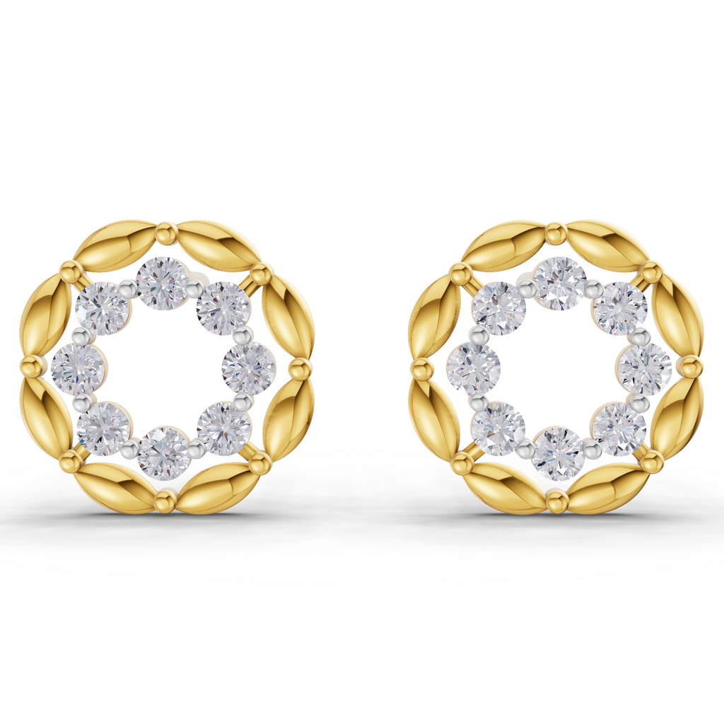 Lab Grown Diamond Earrings 0.34 Carat IGI Certified Round Shape 925 Sterling Silver Gold Plated Eternal Circle Earrings