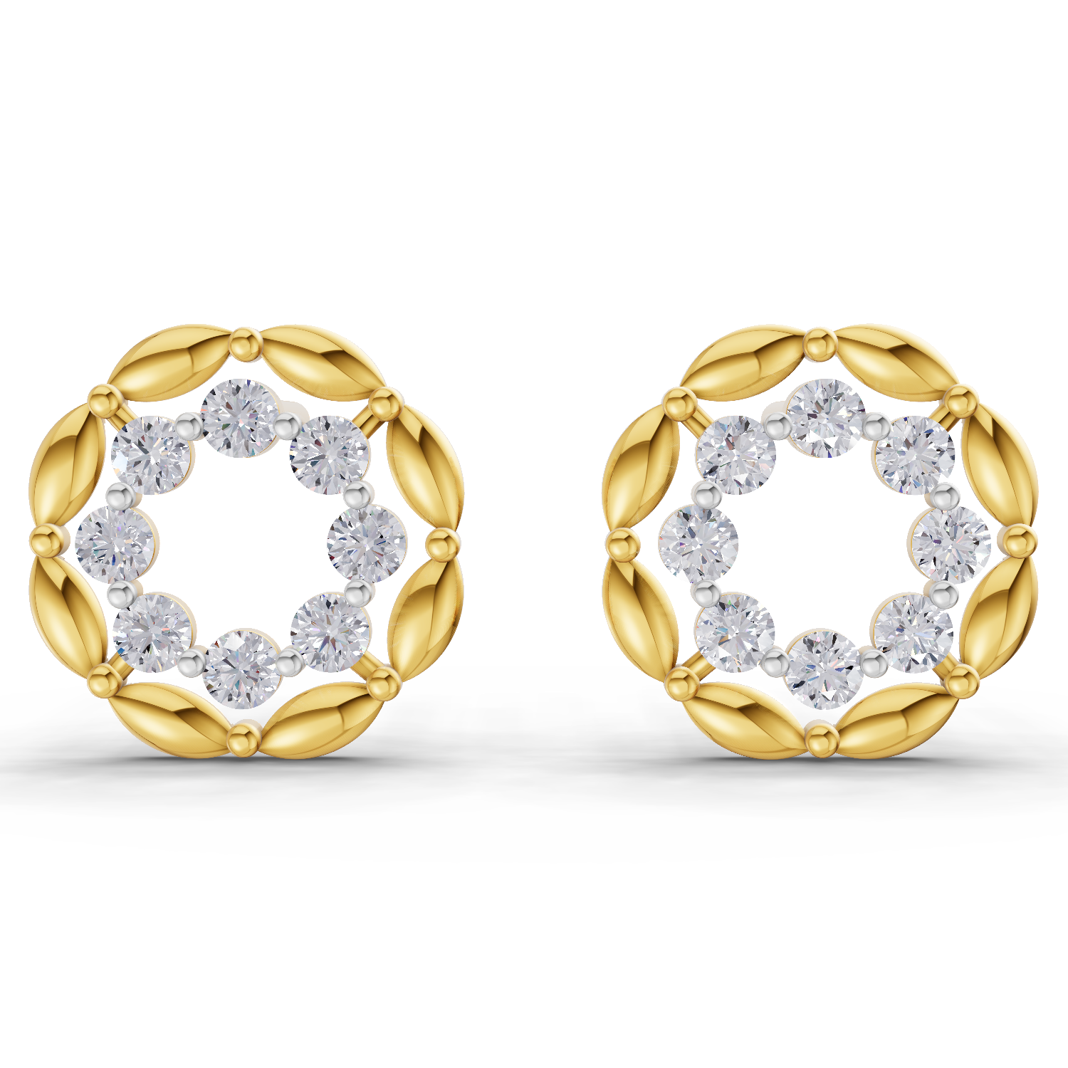 Lab Grown Diamond Earrings 0.34 Carat IGI Certified Round Shape 925 Sterling Silver Gold Plated Eternal Circle Earrings