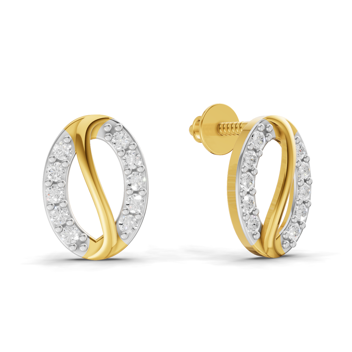 Lab Grown Diamond Earrings 0.2 Carat IGI Certified Round Shape 925 Sterling Silver Gold Plated Harmony Studs Earrings