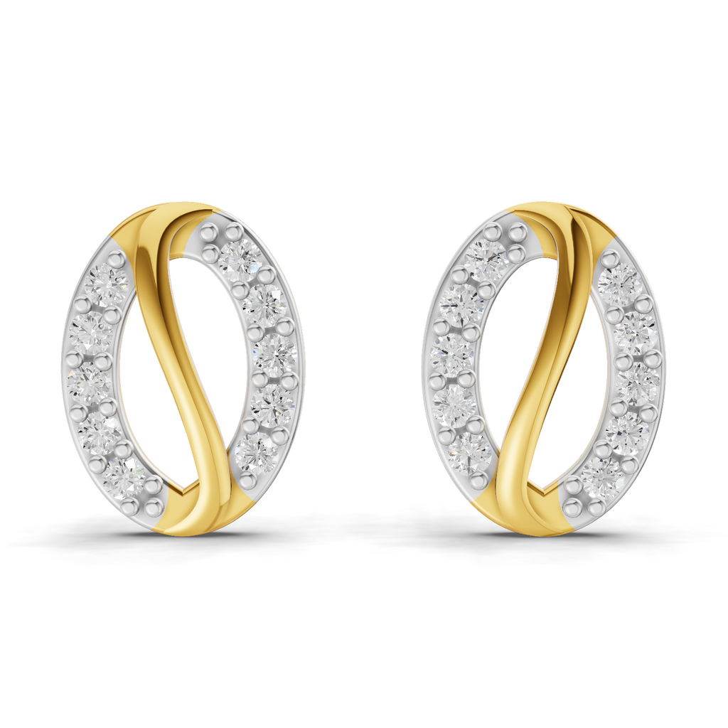 Lab Grown Diamond Earrings 0.2 Carat IGI Certified Round Shape 925 Sterling Silver Gold Plated Harmony Studs Earrings