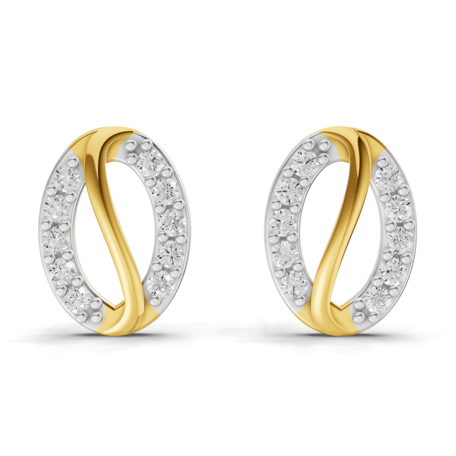 Lab Grown Diamond Earrings 0.2 Carat IGI Certified Round Shape 925 Sterling Silver Gold Plated Harmony Studs Earrings