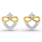 Lab Grown Diamond Earrings 0.19 Carat IGI Certified Round Shape F-G VS Quality| 925 Sterling Silver Gold Plated Heart-Knot Diamond Earrings