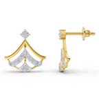 Lab Grown Diamond Earrings 0.38 Carat IGI Certified Round Shape 925 Sterling Silver Gold Plated Regal Fan Earrings