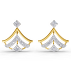 Lab Grown Diamond Earrings 0.38 Carat IGI Certified Round Shape 925 Sterling Silver Gold Plated Regal Fan Earrings