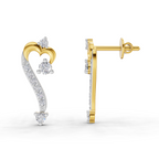 Lab Grown Diamond Earrings 0.38 Carat IGI Certified Round Shape 925 Sterling Silver Gold Plated Curve of Love Earrings