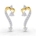 Lab Grown Diamond Earrings 0.38 Carat IGI Certified Round Shape 925 Sterling Silver Gold Plated Curve of Love Earrings