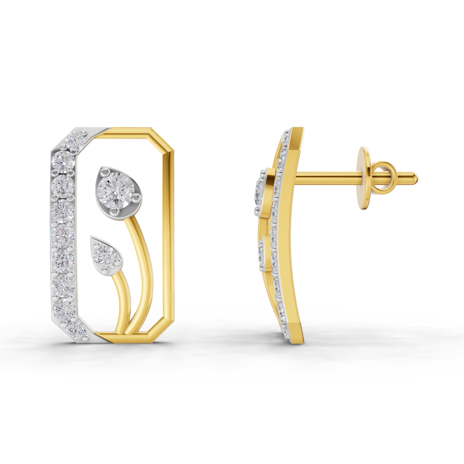 Lab Grown Diamond Earrings 0.42 Carat IGI Certified Round Shape 925 Sterling Silver Gold Plated The Minimalist Stud Earrings